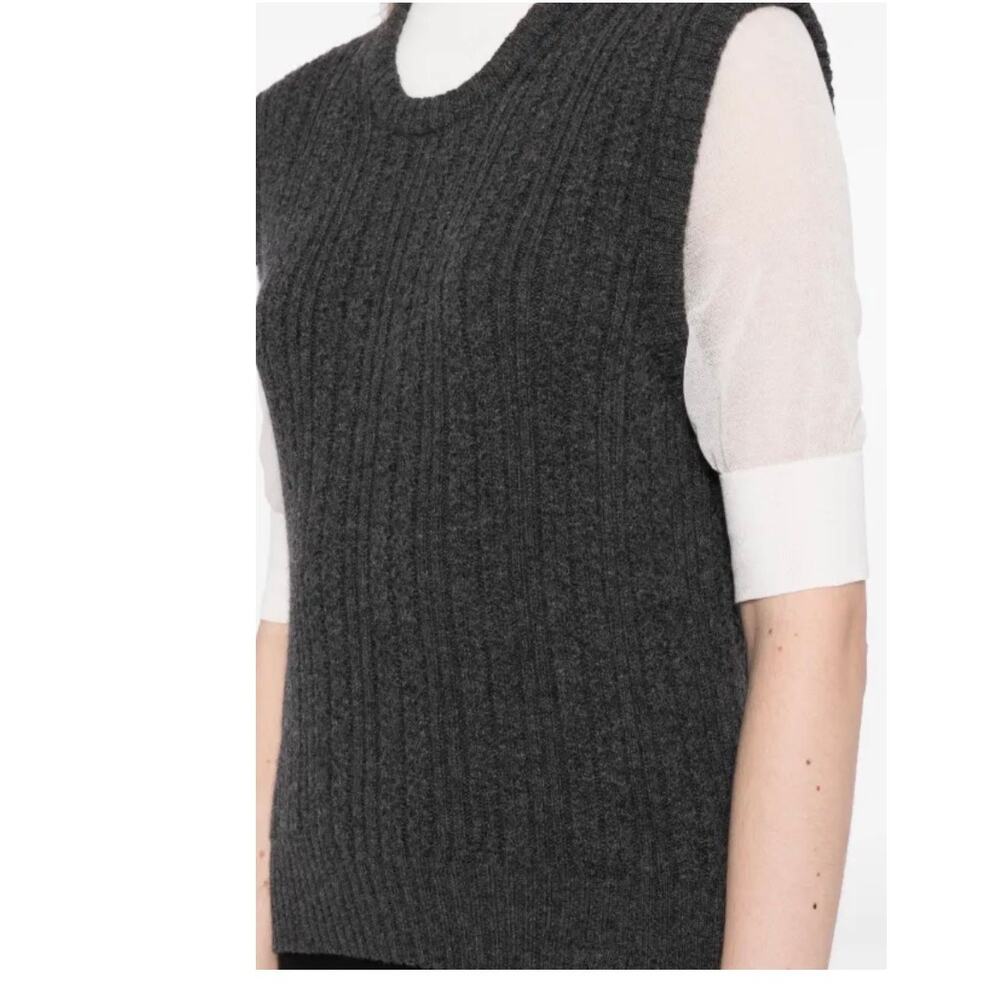 Victoria Beckham Mock Neck Double Layer Top in Charcoal M - Picture 4 of 7